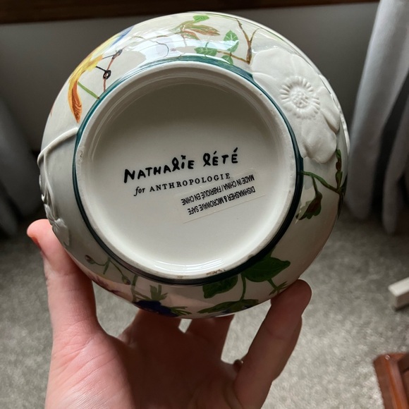 Anthropologie Nathalie Lete Titania Embossed Flowers Bird Mug and Bowl - Picture 8 of 11